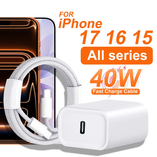 Charger USB C Fast Charging Cable For iPhone 17 16 15 Pro Max 40W